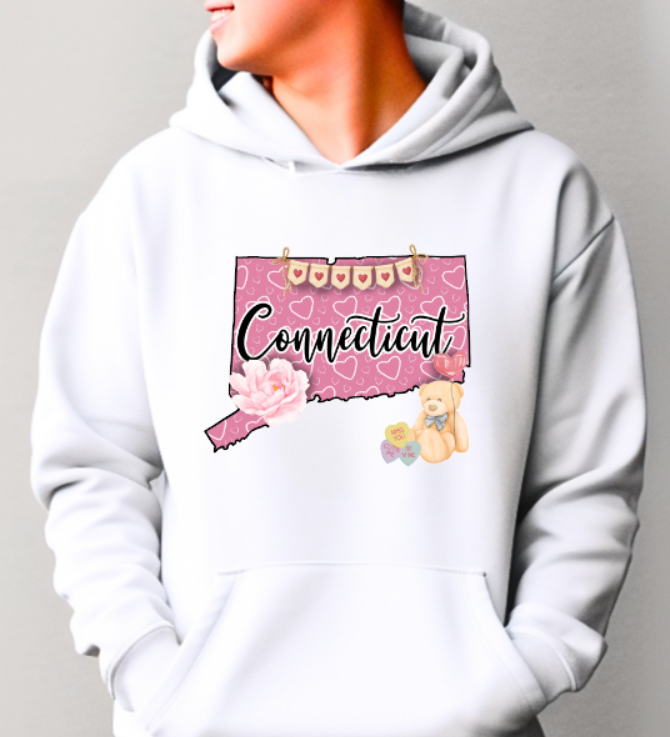 Connecticut Valentine Softstyle Hoodie - (lots of color choices)