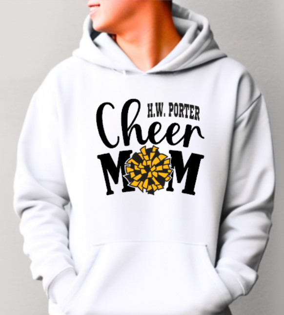 HW Porter Cheer Mom - Hooded Sweatshirt Customizable