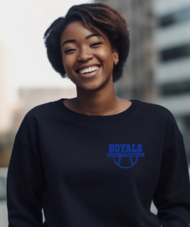 Royals Softball BLACK Crew Neck Adult Sweatshirt