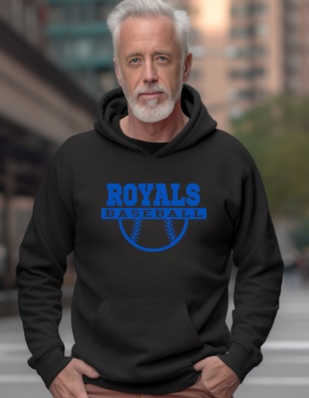 Royals Baseball BLACK Softstyle Hoodie Adult - customization available