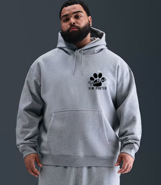 H.W. Porter Cursive Paw Nike Brand Solo Swoosh Hooded Sweatshirt Adult- Custom Personalization!