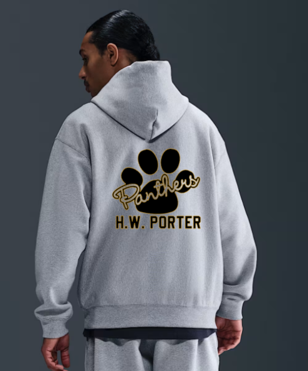 H.W. Porter Cursive Paw Nike Brand Solo Swoosh Hooded Sweatshirt Adult- Custom Personalization!