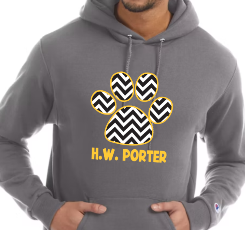 H.W. Porter Chevron Champion Brand Adult Hooded Sweatshirt