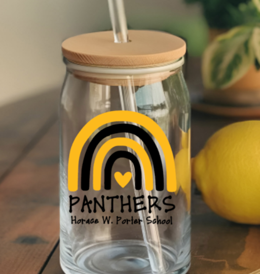 H.W. Porter Glass Cups with Bamboo Lids - - Custom Personalization!