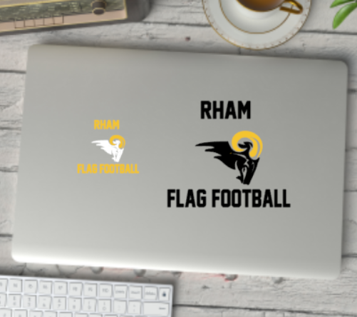RHAM Flag Football UV Printed Decal - choose your colors and sizes!