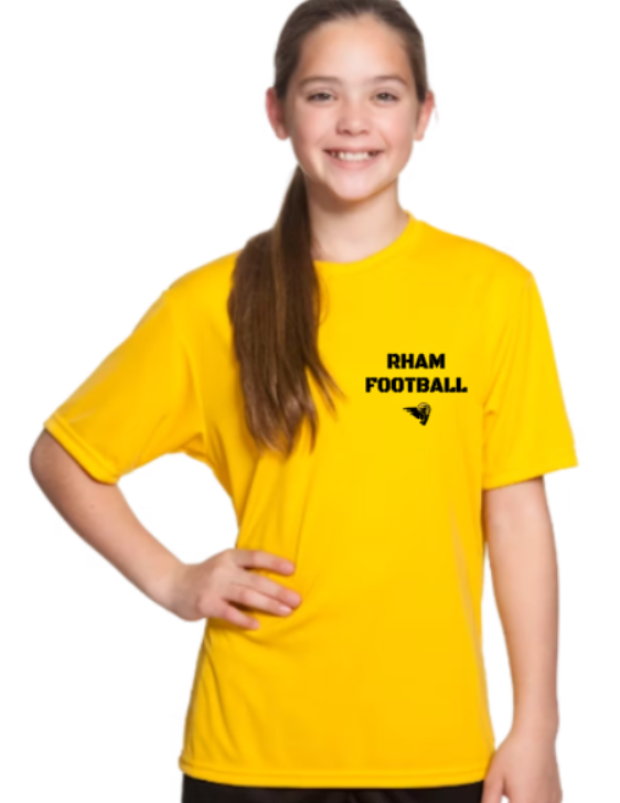 RHAM Football Gildan A4 YOUTH Poly Cooling Performance Short Sleeve Tshirt- Custom Personalization!
