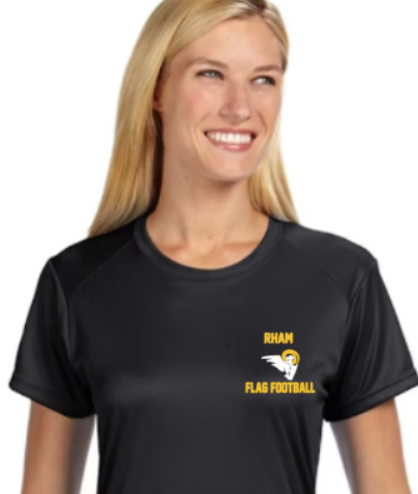RHAM Flag Football Gildan A4 Womens Cut Poly Cooling Performance Short Sleeve Tshirt- Custom Personalization!