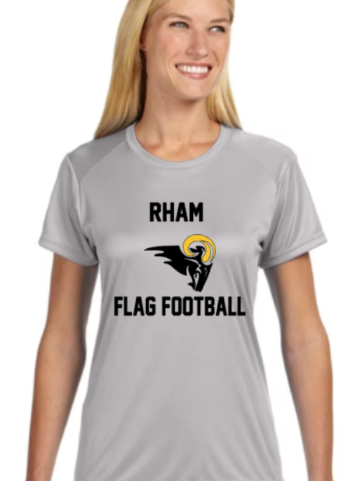 RHAM Flag Football Gildan A4 Womens Cut Poly Cooling Performance Short Sleeve Tshirt- Custom Personalization!
