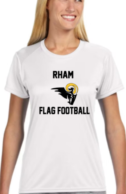 RHAM Flag Football Gildan A4 Womens Cut Poly Cooling Performance Short Sleeve Tshirt- Custom Personalization!