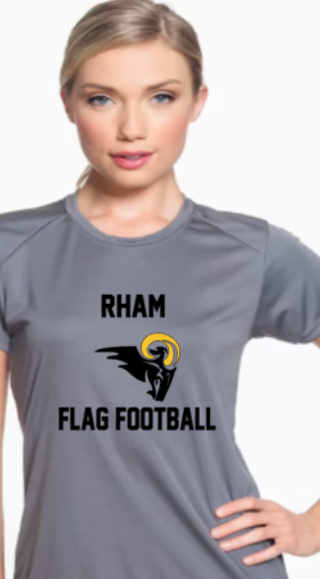 RHAM Flag Football Gildan A4 Womens Cut Poly Cooling Performance Short Sleeve Tshirt- Custom Personalization!