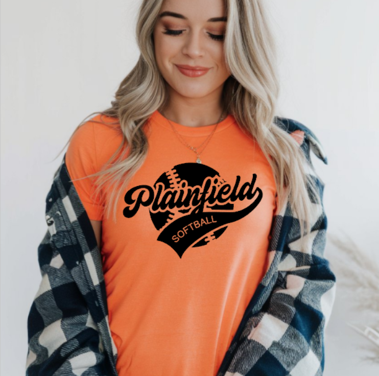 Plainfield Softball Ball Solid Tshirt Youth to TALL ADULT sizes - Customize yours now!