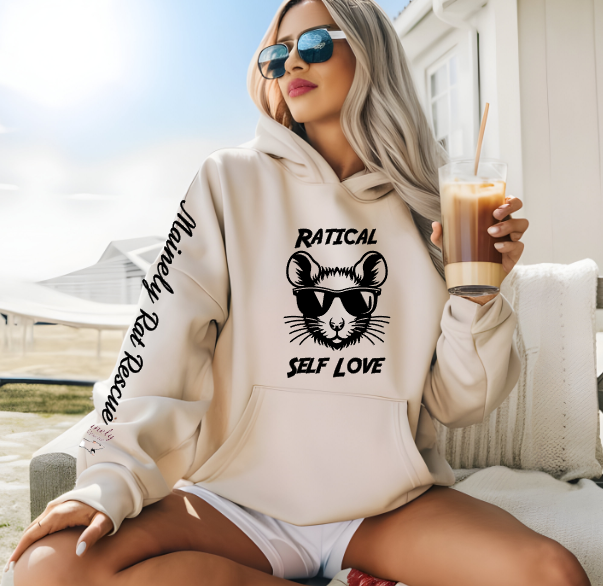 Mainely Rat Rescue Ratical Self Love Softstyle Gildan Hooded Sweatshirt- Customize yours today!