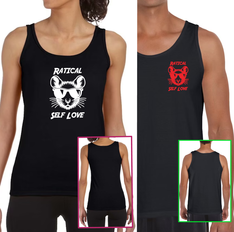 Mainely Rat Rescue Ratical Self Love Softstyle Gildan Tank (mens and womens styles) - Customize yours today! Lots of color choices!