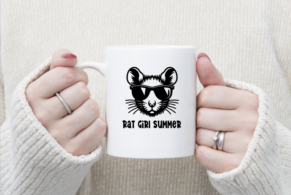 Mainely Rat Rescue Rat Girl Summer Coffee Mug - Pick Your Own Colors!
