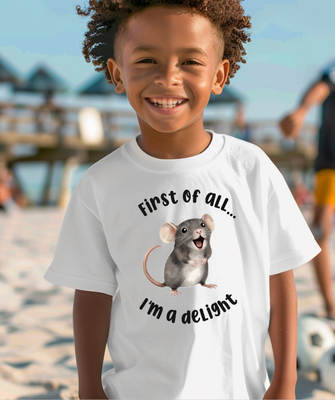 Mainely Rat Rescue I'm a delight YOUTH Softstyle Gildan Tshirt - Customize yours today!