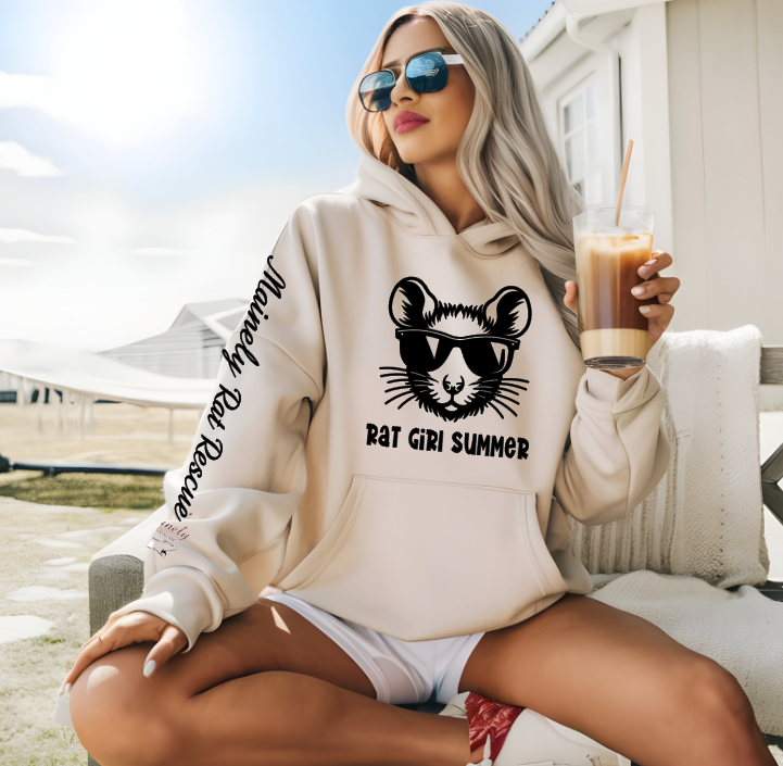 Mainely Rat Rescue Rat Girl Summer Softstyle Gildan Hooded Sweatshirt- Customize yours today!
