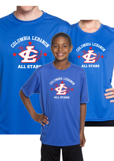 CLLL All Star Tees A4Sport Wicking - Youth, Adult and Women's Cut (add back)