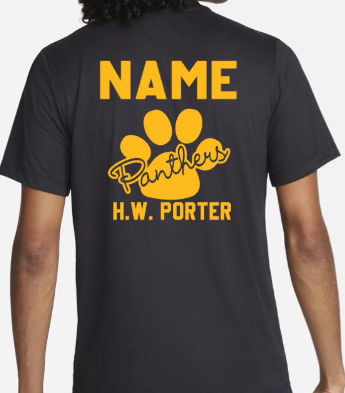H.W. Porter Cursive Paw Nike Brand Short Sleeve Dri Fit Adult Tshirt- Custom Personalization!