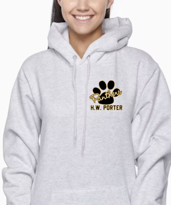 H.W. Porter Cursive Paw Champion Brand Adult Hooded Sweatshirt