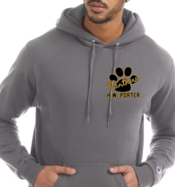 H.W. Porter Cursive Paw Champion Brand Adult Hooded Sweatshirt