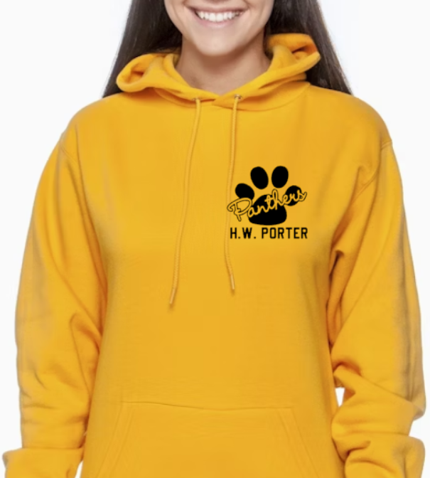 H.W. Porter Cursive Paw Champion Brand Adult Hooded Sweatshirt