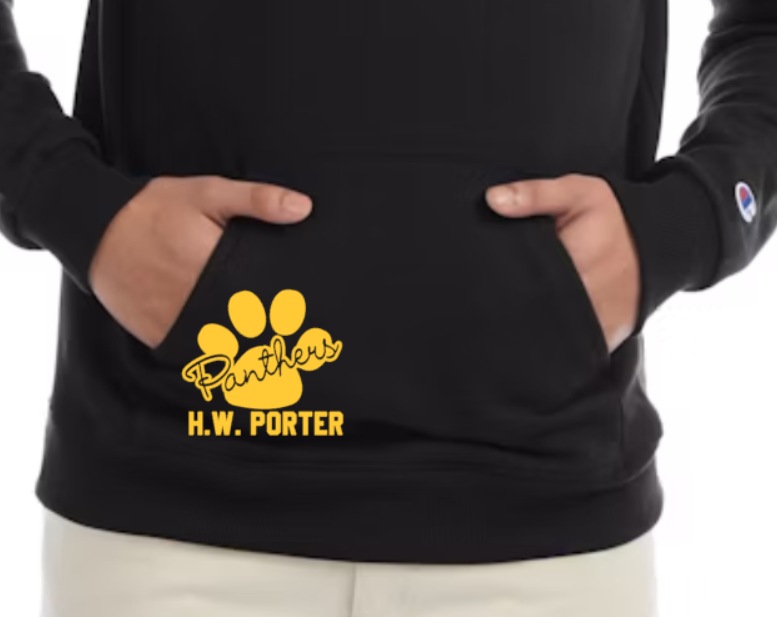 H.W. Porter Cursive Paw Champion Brand Adult Hooded Sweatshirt