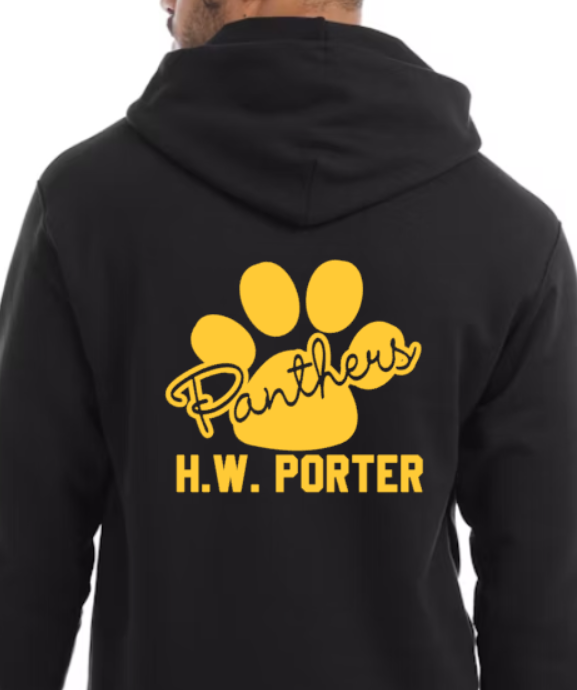 H.W. Porter Cursive Paw Champion Brand Adult Hooded Sweatshirt