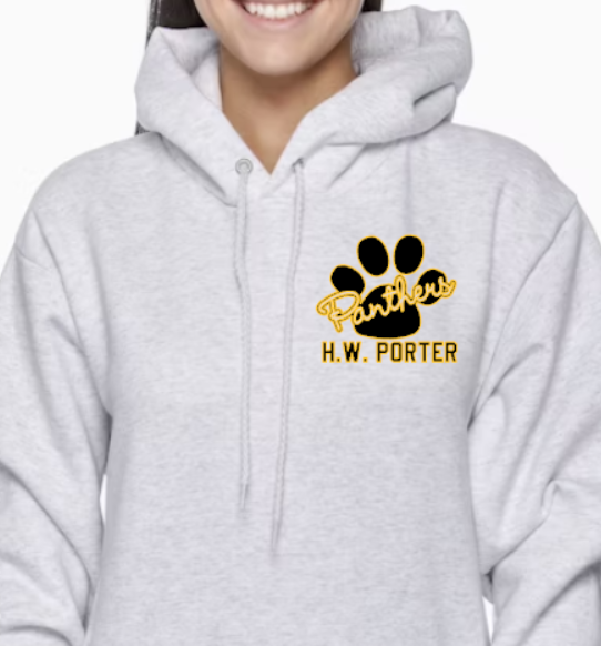 H.W. Porter Cursive Paw Champion Brand Adult Hooded Sweatshirt