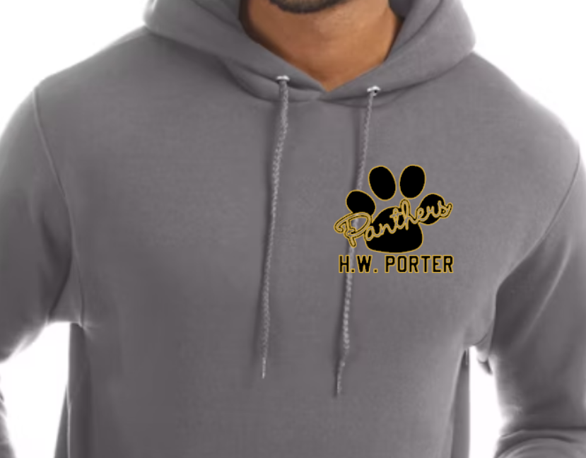 H.W. Porter Cursive Paw Champion Brand Adult Hooded Sweatshirt