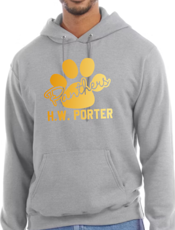 H.W. Porter Cursive Paw Champion Brand Adult Hooded Sweatshirt