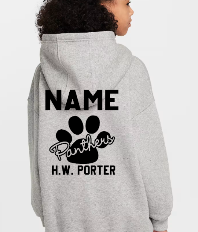 H.W. Porter Cursive Paw Nike Brand YOUTH Club Fleece Hooded Sweatshirt