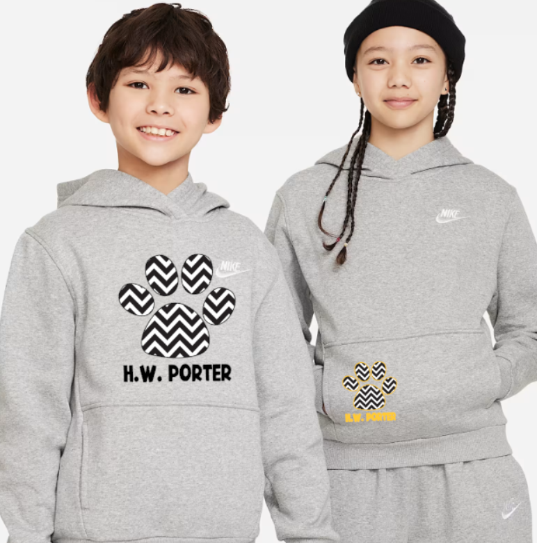H.W. Porter Chevron Nike Brand YOUTH Club Fleece Hooded Sweatshirt
