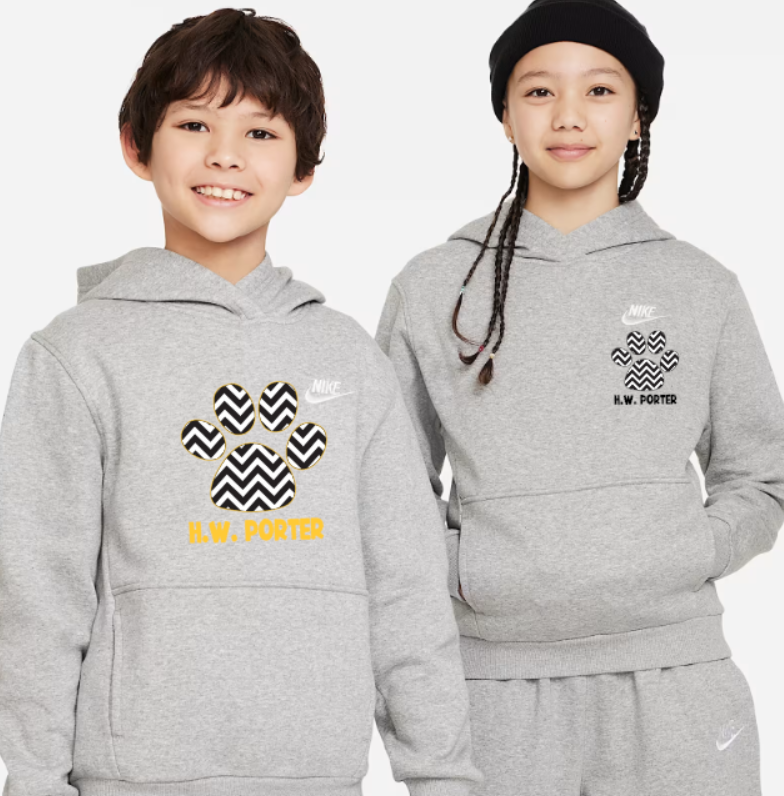 H.W. Porter Chevron Nike Brand YOUTH Club Fleece Hooded Sweatshirt