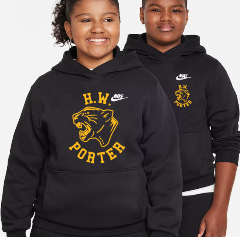 H.W. Porter Panther Nike Brand YOUTH Club Fleece Hooded Sweatshirt