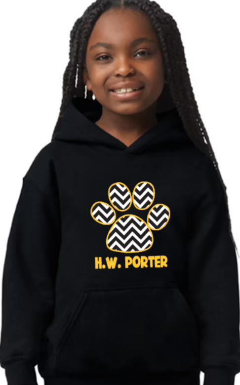 H.W. Porter Chevron YOUTH Gildan Heavy 50/50 Blend Hooded Sweatshirt- Custom Personalization!