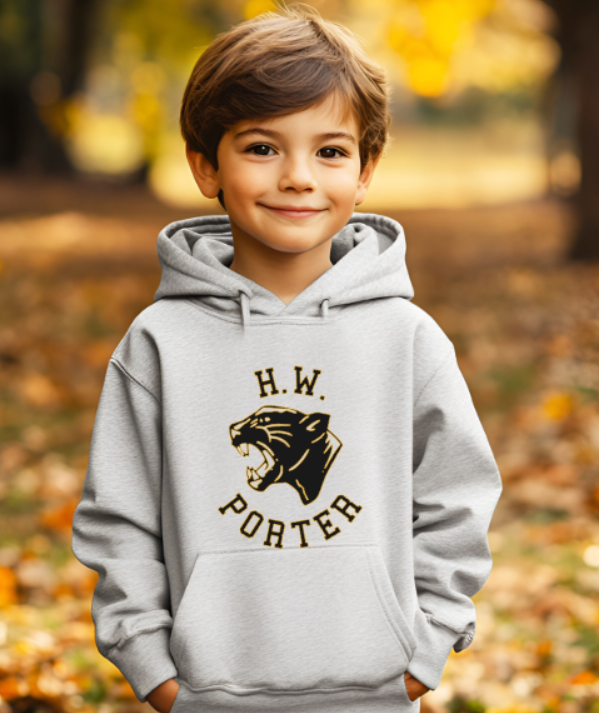 H.W. Porter Panther Logo YOUTH Gildan Heavy 50/50 Blend Hooded Sweatshirt