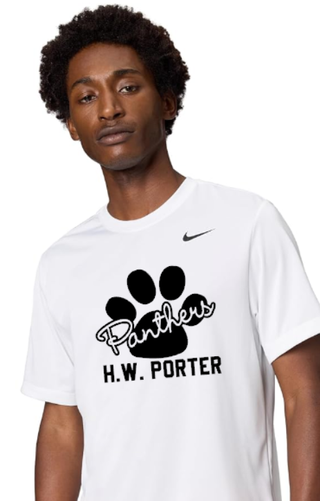 H.W. Porter Cursive Paw Nike Brand Short Sleeve Dri Fit Adult Tshirt- Custom Personalization!