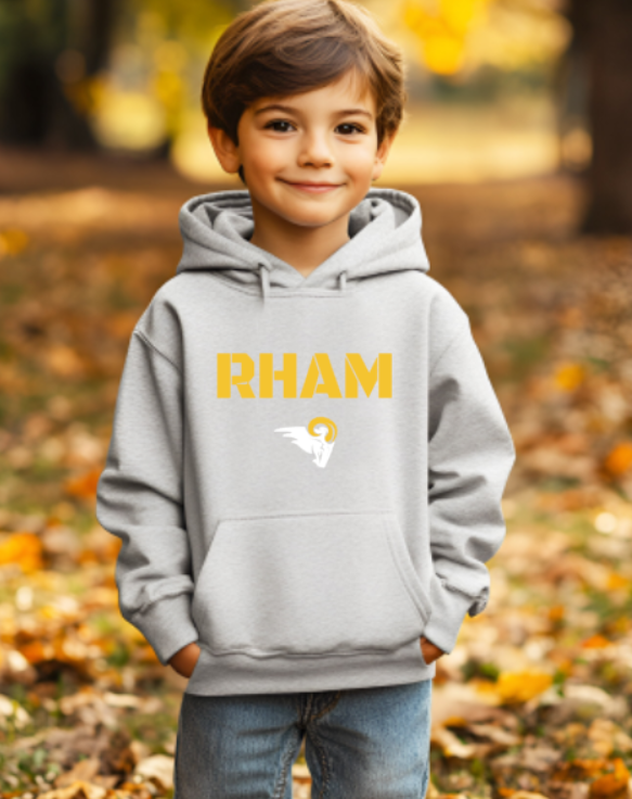 RHAM YOUTH Gildan Heavy 50/50 Blend Hooded Sweatshirt- Custom Personalization!