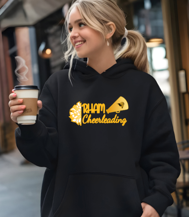 RHAM Cheerleading Adult Gildan Heavy 50/50 Blend Hooded Sweatshirt- Custom Personalization!