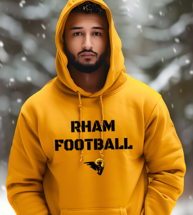 RHAM Football Adult Gildan Heavy 50/50 Blend Hooded Sweatshirt- Custom Personalization!