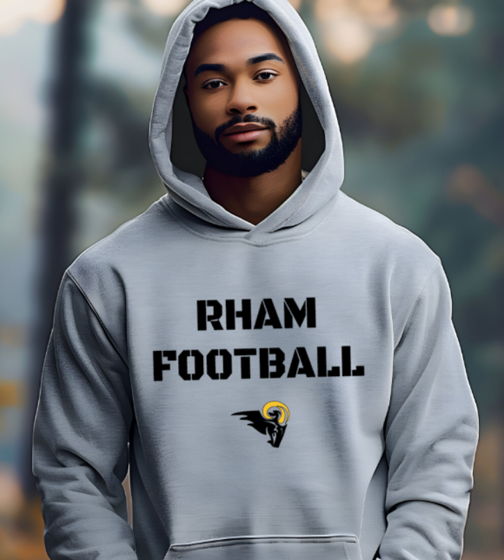 RHAM Football Adult Gildan Heavy 50/50 Blend Hooded Sweatshirt- Custom Personalization!