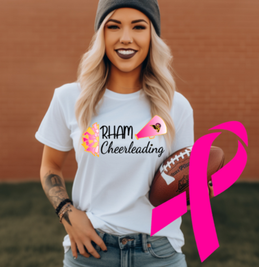 RHAM Cheerleading Limited Edition Pink Bella+Canvas Brand Short Sleeve Women's Cut Tshirt- Custom Personalization!