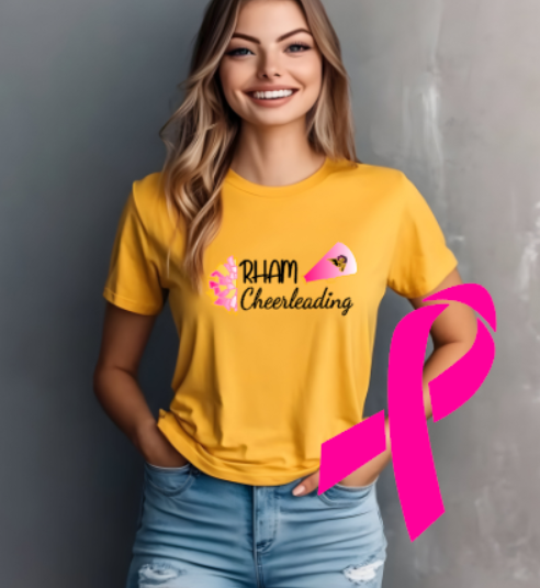 RHAM Cheerleading Limited Edition Pink Bella+Canvas Brand Short Sleeve Women's Cut Tshirt- Custom Personalization!