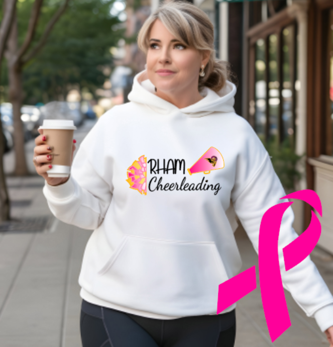 RHAM Cheerleading Limited Edition Pink - Adult Gildan Heavy 50/50 Blend Hooded Sweatshirt- Custom Personalization!