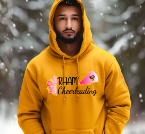 RHAM Cheerleading Limited Edition Pink - Adult Gildan Heavy 50/50 Blend Hooded Sweatshirt- Custom Personalization!