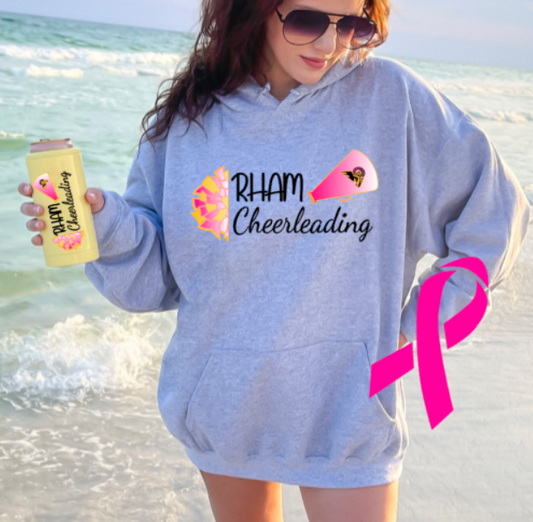 RHAM Cheerleading Limited Edition Pink - Adult Gildan Heavy 50/50 Blend Hooded Sweatshirt- Custom Personalization!