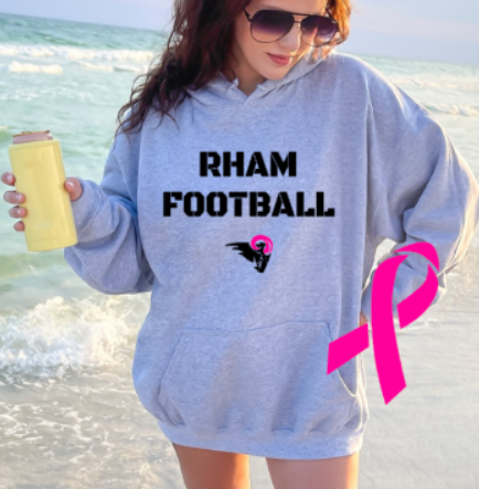 RHAM Football Limited Edition Pink - Adult Gildan Heavy 50/50 Blend Hooded Sweatshirt- Custom Personalization! (Copy)