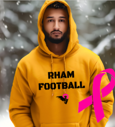 RHAM Football Limited Edition Pink - Adult Gildan Heavy 50/50 Blend Hooded Sweatshirt- Custom Personalization! (Copy)