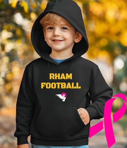 RHAM YOUTH Football Limited Edition PinkGildan Heavy 50/50 Blend Hooded Sweatshirt- Custom Personalization!