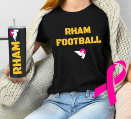 RHAM Football Limited Edition Pink Gildan Heavy Cotton Short Sleeve Tshirt- Custom Personalization!